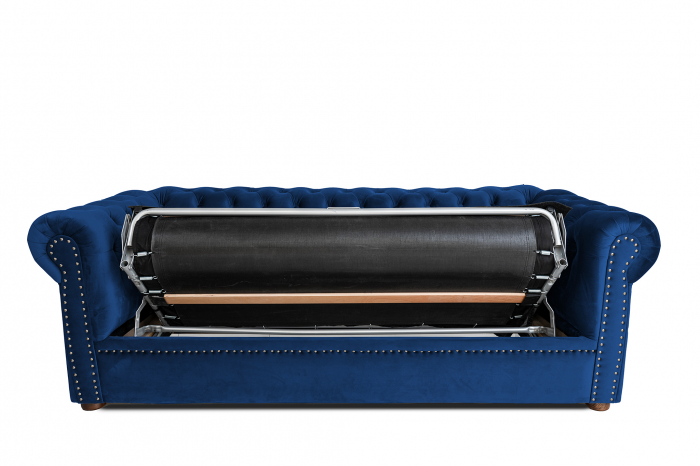 Canapea extensibila Chesterfield, 3 locuri, Albastru, 203x80x86 cm [3]