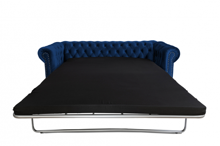 Canapea extensibila Chesterfield, 3 locuri, Albastru, 203x80x86 cm [4]