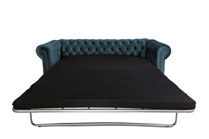 Canapea extensibila Chesterfield, 3 locuri, Albastru-Verzui, 203x80x86 cm [4]