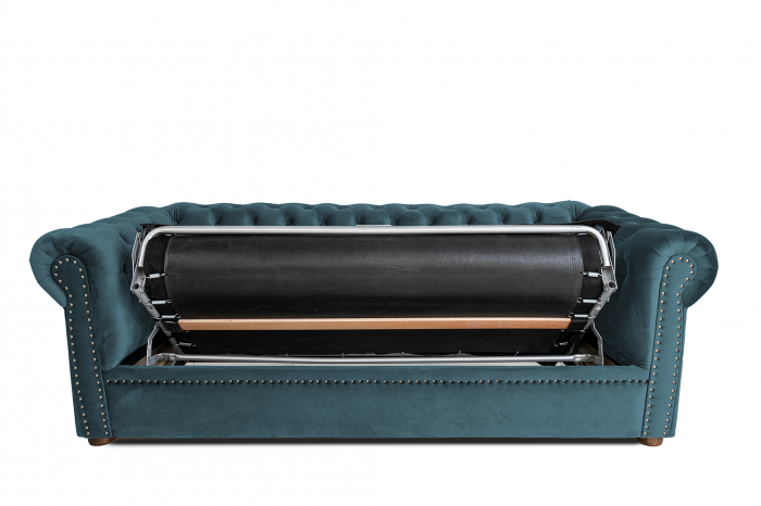 Canapea extensibila Chesterfield, 3 locuri, Albastru-Verzui, 203x80x86 cm [3]