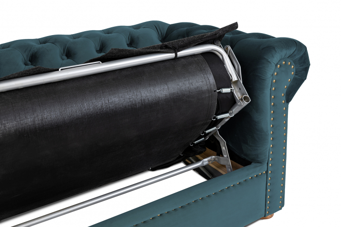 Canapea extensibila Chesterfield, 3 locuri, Albastru-Verzui, 203x80x86 cm [10]