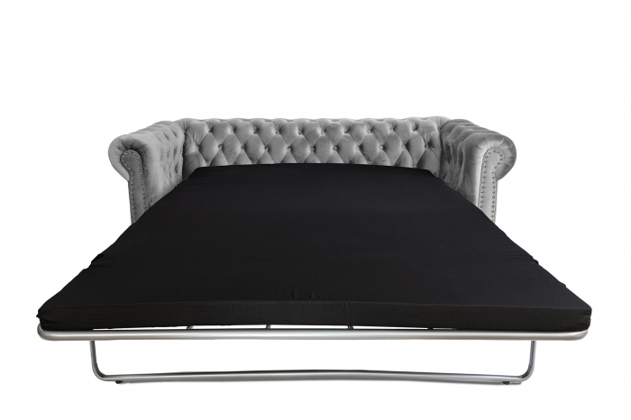 Canapea extensibila Chesterfield, 3 locuri, Gri, 203x80x86 cm [4]