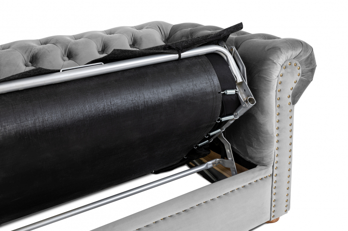 Canapea extensibila Chesterfield, 3 locuri, Gri, 203x80x86 cm [10]