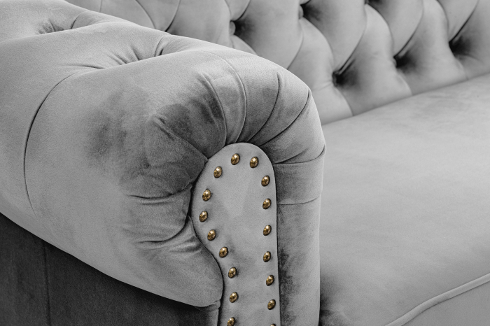 Canapea extensibila Chesterfield, 3 locuri, Gri, 203x80x86 cm [8]