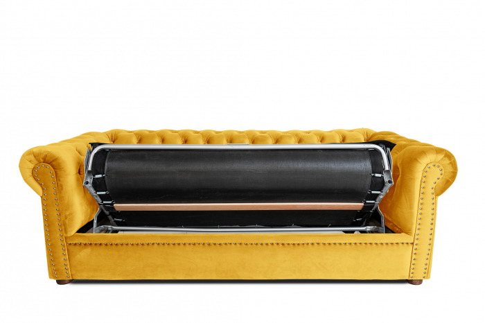 Canapea extensibila Chesterfield, 3 locuri, Galben, 203x80x86 cm [3]