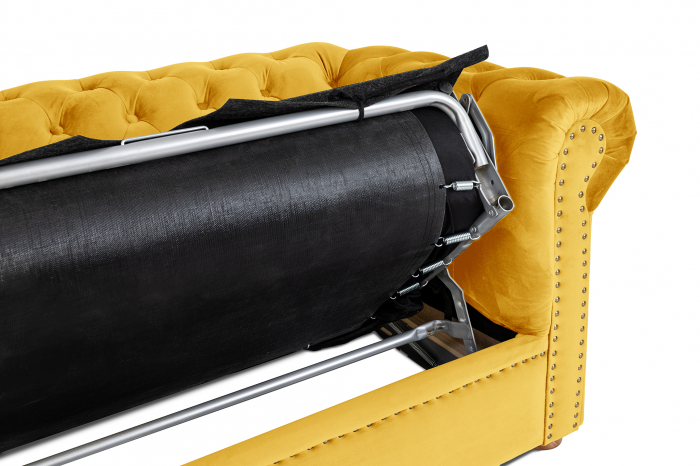 Canapea extensibila Chesterfield, 3 locuri, Galben, 203x80x86 cm [10]