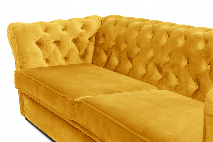 Canapea extensibila Chesterfield, 3 locuri, Galben, 203x80x86 cm [6]