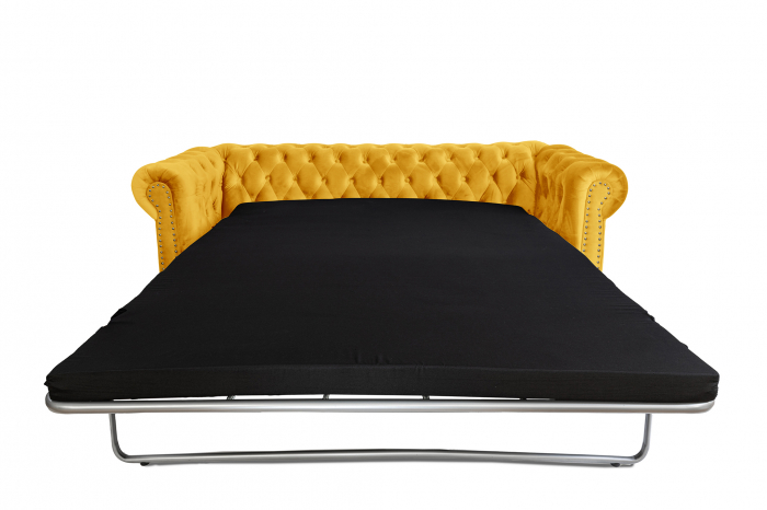Canapea extensibila Chesterfield, 3 locuri, Galben, 203x80x86 cm [4]