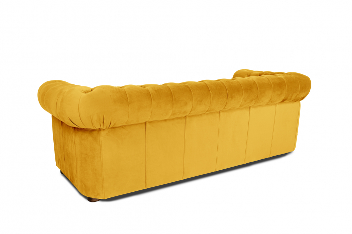 Canapea extensibila Chesterfield, 3 locuri, Galben, 203x80x86 cm [7]
