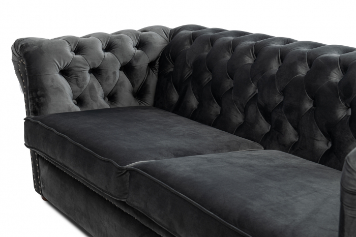 Canapea extensibila Chesterfield, 3 locuri, Gri, 203x80x86 cm [7]
