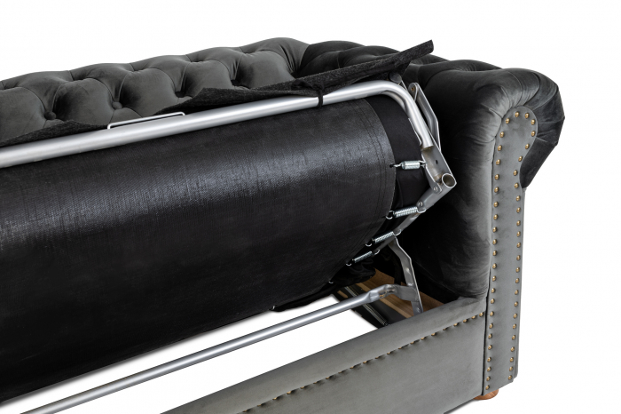 Canapea extensibila Chesterfield, 3 locuri, Gri, 203x80x86 cm [9]