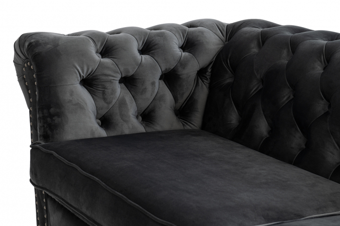 Canapea extensibila Chesterfield, 3 locuri, Gri, 203x80x86 cm [6]
