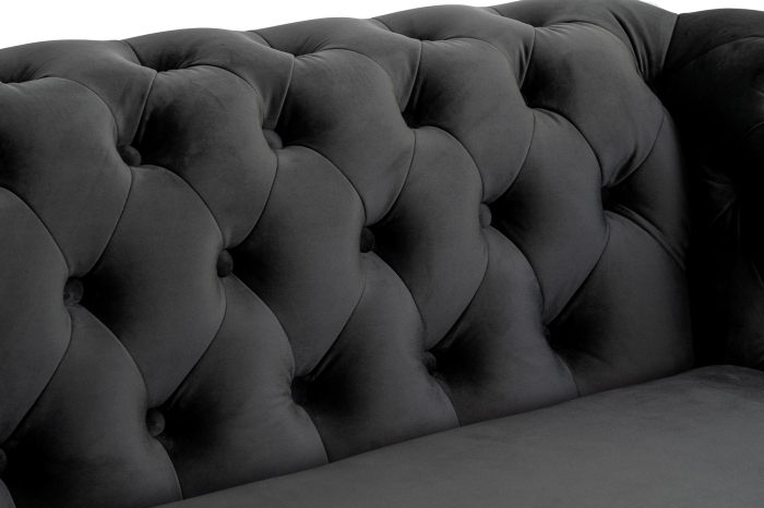 Canapea extensibila Chesterfield, 3 locuri, Gri, 203x80x86 cm [8]
