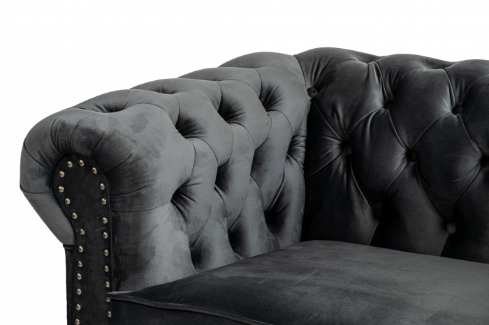 Canapea extensibila Chesterfield, 3 locuri, Gri, 203x80x86 cm [11]