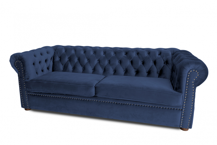 Canapea extensibila Chesterfield, 3 locuri, albastru petrol, 203x80x86 cm [5]