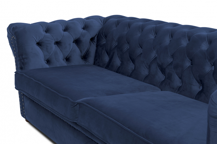 Canapea extensibila Chesterfield, 3 locuri, albastru petrol, 203x80x86 cm [6]