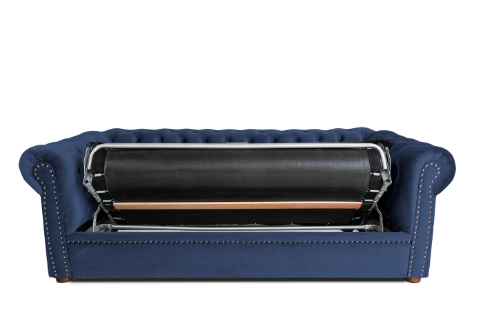 Canapea extensibila Chesterfield, 3 locuri, albastru petrol, 203x80x86 cm [3]