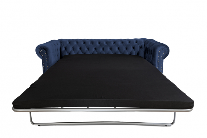 Canapea extensibila Chesterfield, 3 locuri, albastru petrol, 203x80x86 cm [4]