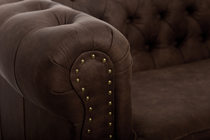 Canapea extensibila Chesterfield, 3 locuri, Maro, 203x80x86 cm [3]