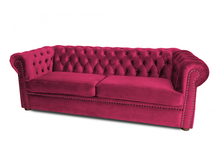 Canapea extensibila Chesterfield, 3 locuri, bordeaux , 203x80x86 cm [5]