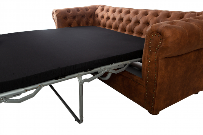 Canapea extensibila Chesterfield, 3 locuri, Maro coniac, 203x80x86 cm [5]