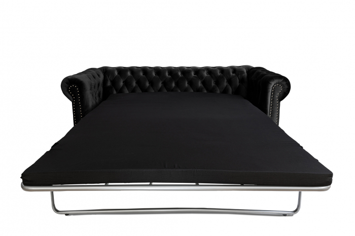 Canapea extensibila Chesterfield, 3 locuri, Negru, 203x80x86 cm [4]