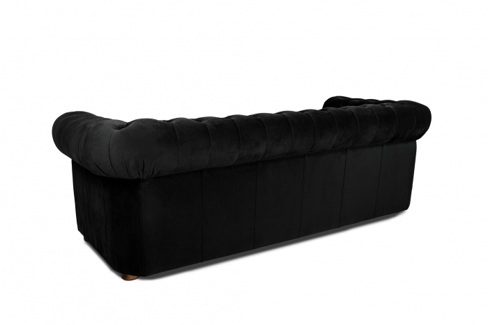 Canapea extensibila Chesterfield, 3 locuri, Negru, 203x80x86 cm [7]