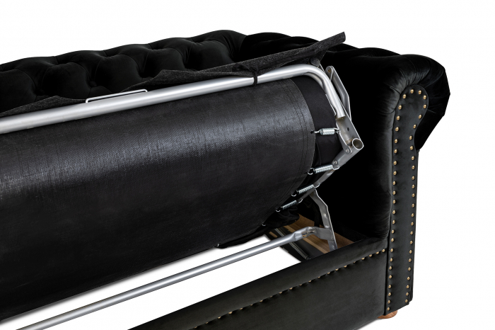 Canapea extensibila Chesterfield, 3 locuri, Negru, 203x80x86 cm [11]