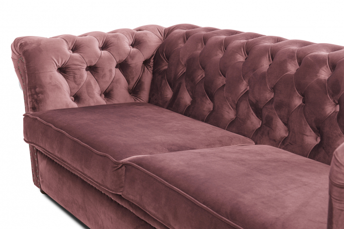 Canapea extensibila Chesterfield, 3 locuri, Roz, 203x80x86 cm [6]