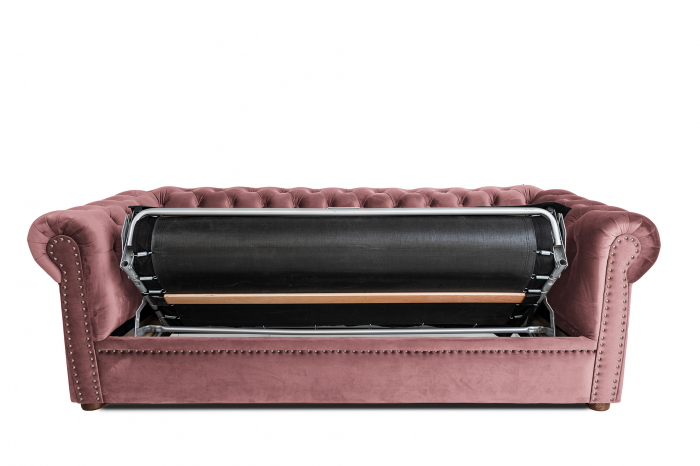 Canapea extensibila Chesterfield, 3 locuri, Roz, 203x80x86 cm [3]