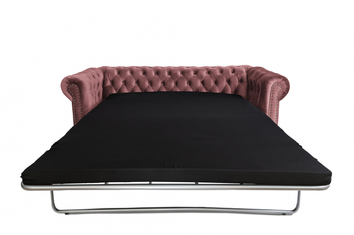Canapea extensibila Chesterfield, 3 locuri, Roz, 203x80x86 cm [4]