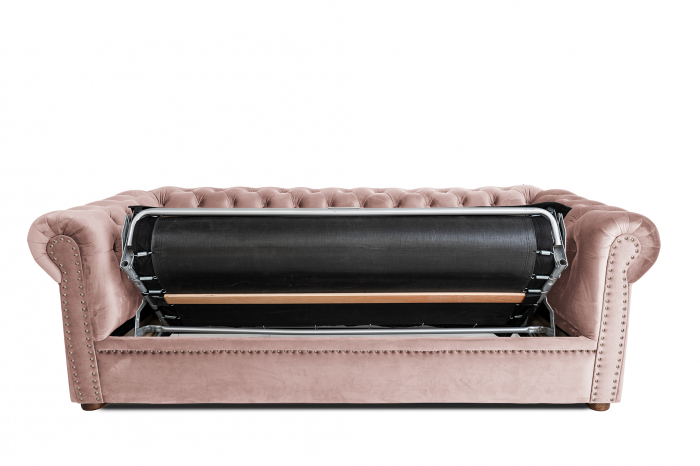 Canapea extensibila Chesterfield, 3 locuri, Roz, 203x80x86 cm [3]