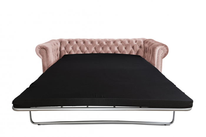 Canapea extensibila Chesterfield, 3 locuri, Roz, 203x80x86 cm [4]
