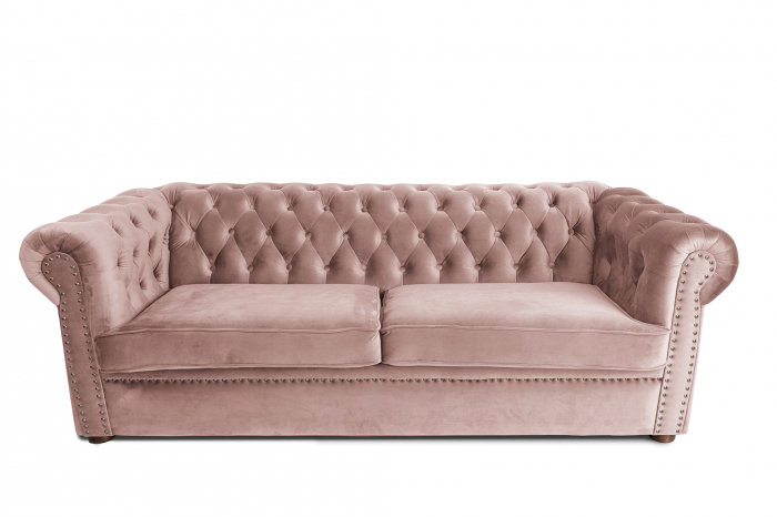 Poza Canapea extensibila Chesterfield, 3 locuri, Roz, 203x90x66 cm