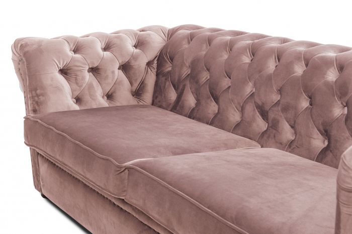 Canapea extensibila Chesterfield, 3 locuri, Roz, 203x80x86 cm [6]