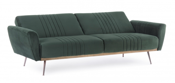 Canapea extensibila Jonny, Lemn/Otel/Spuma/Poliester, Verde, 210x83x85 cm [12]