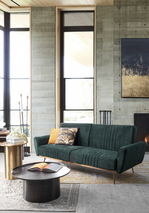 Canapea extensibila Jonny, Lemn/Otel/Spuma/Poliester, Verde, 210x83x85 cm [15]