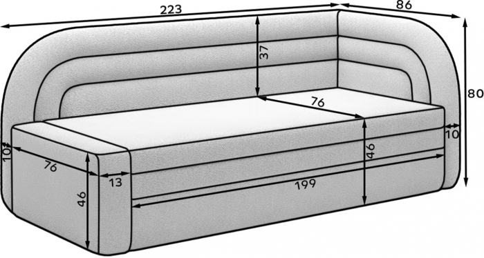 Canapea Fabillo, extensibila, spatiu pentru depozitare, 223x80x86 cm [6]
