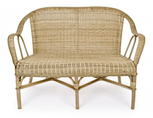 Canapea Ines 2 locuri, Fibra naturala, Maro, 109x65x81 cm [3]