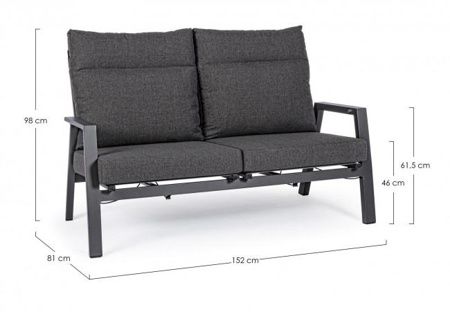 Canapea Kledi, Aluminiu, Negru, 152x81x98 cm [3]