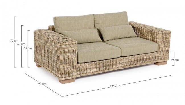 Canapea Leandro, Lemn de mango, Maro, 190x97x72 cm [2]