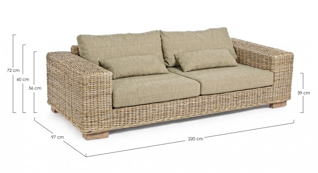Canapea Leandro, Lemn de mango, Maro, 220x97x72 cm [3]