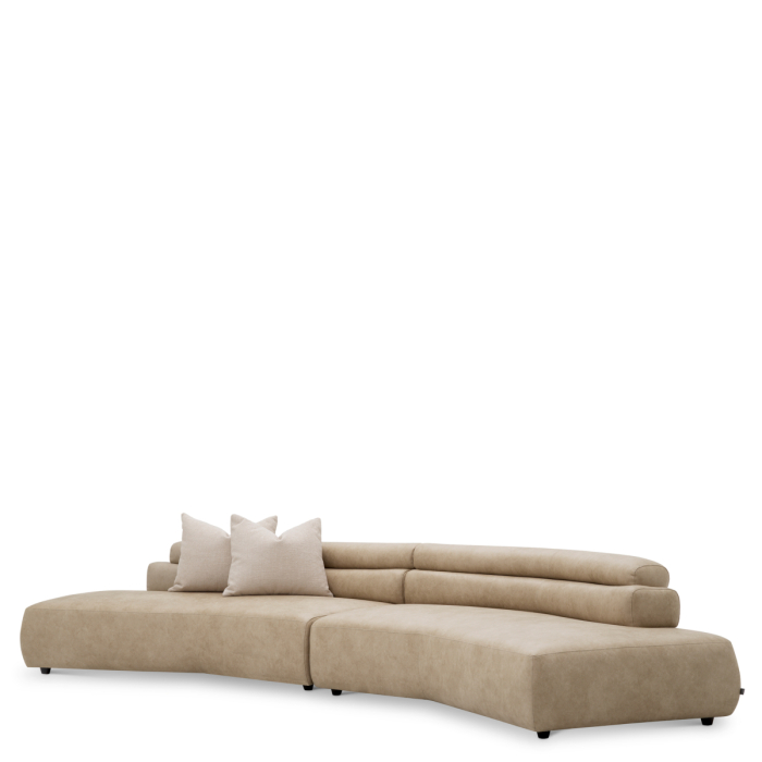 Canapea Marvella imitatie piele valente bej renato ecru |W. 399 | D. 140 | H. 66 | SD. 68 | SW. 392 | SH. 40 | AH. 54 cm [2]
