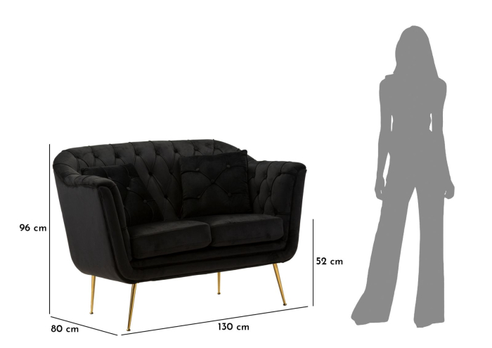 Canapea neagra Budapest cu perne 130x83x91 cm [11]