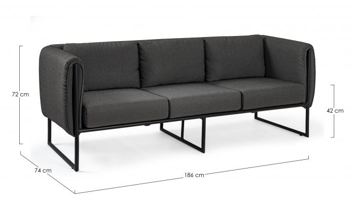 Canapea Pixel, Poliester/Aluminiu, Negru, 186x74x72 cm (gold) [5]
