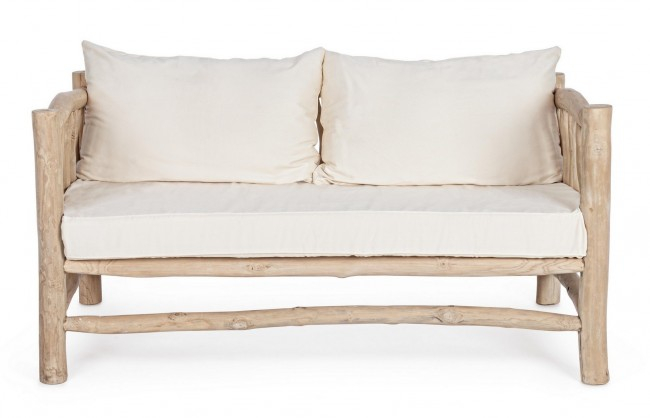 Canapea Sahel, Lemn de tec, Crem, 140x75x80 cm  [3]