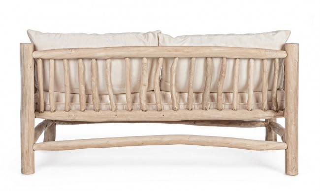 Canapea Sahel, Lemn de tec, Crem, 140x75x80 cm  [4]