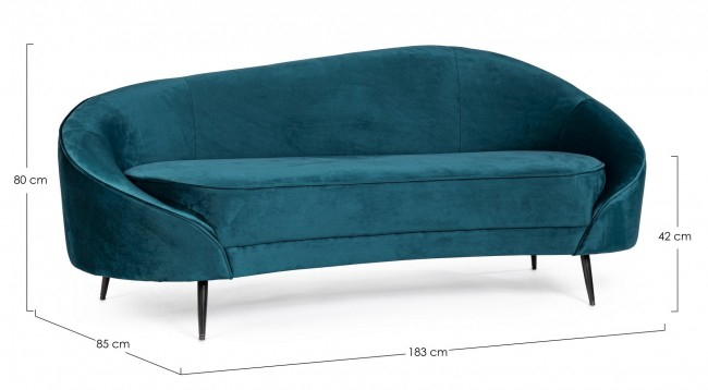 Canapea Seraphin deep, Catifea, Turqoise, 183x85x80 [2]