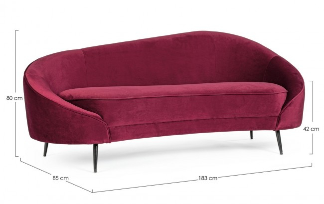 Canapea Seraphin Wine, Catifea, Burgund, 183x85x80 [2]