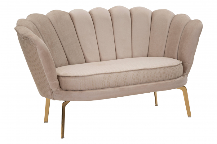 Canapea Vienna Plus, Lemn/Fier/Stofa, Crem/Auriu, 78x136x76 cm [10]